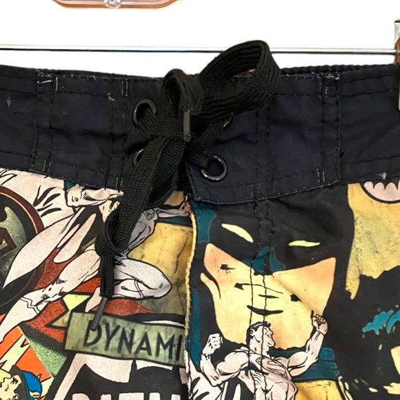 DC Comics Swim Trunks Men Size 32 Black Retro Batman Robin Superman Board Shorts - Picture 2 of 14